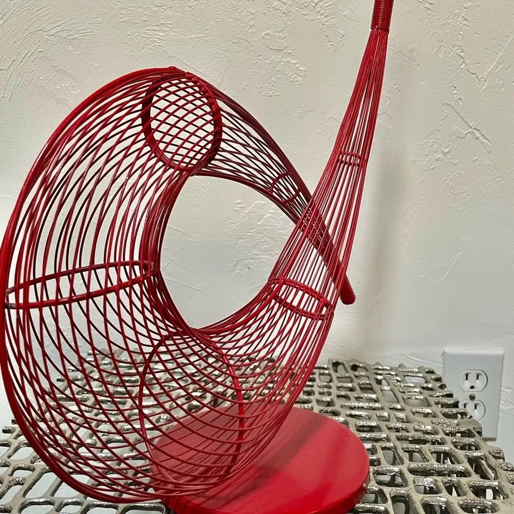 Modern Red Wire Sculpture - Picture 2 of 3